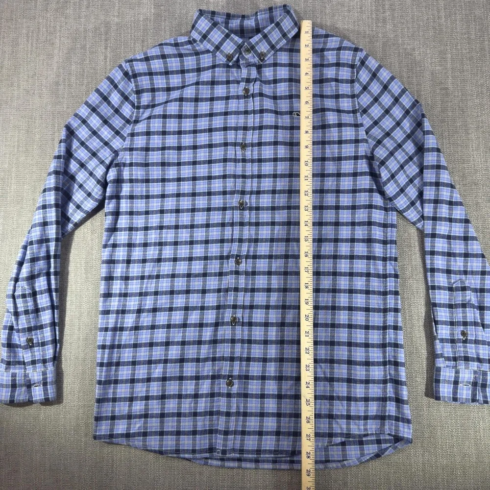 Vineyard Vines Whale Shirt Mens XL Blue Plaid Long Sleeve Button Down Stretch